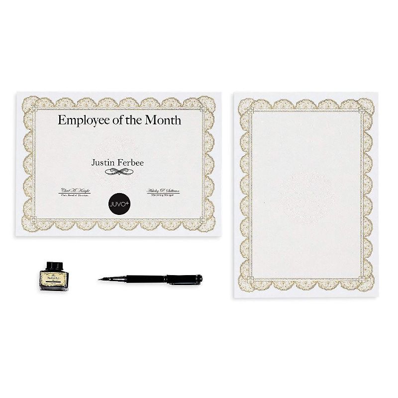 Best Paper Greetings 96-Pack White Blank Certificates Award Paper with Brown Floral Border, A4 Letter Size 8.5 x 11 in
