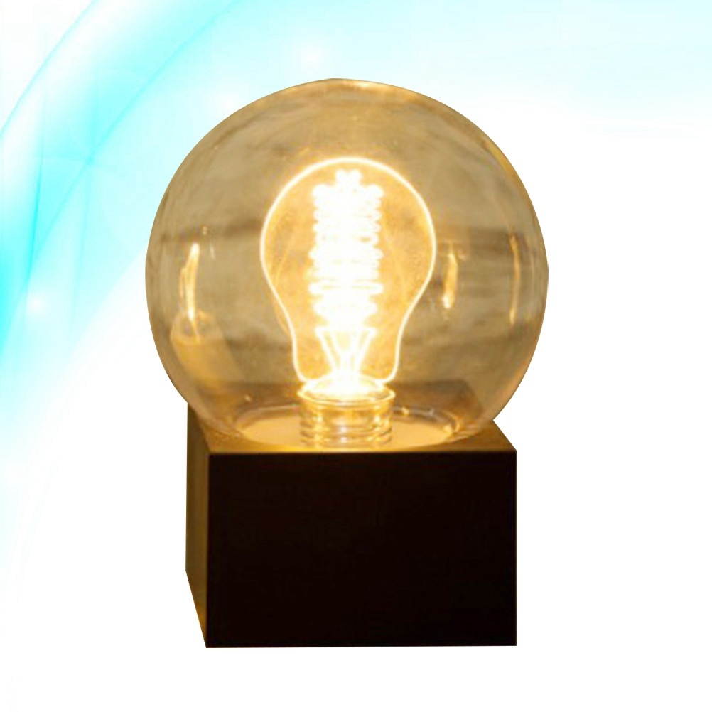 USB Rechargeable Battery Operated Creative Vintage Small Bulb Night Light Bed Room Lamp Home Decor (Black)