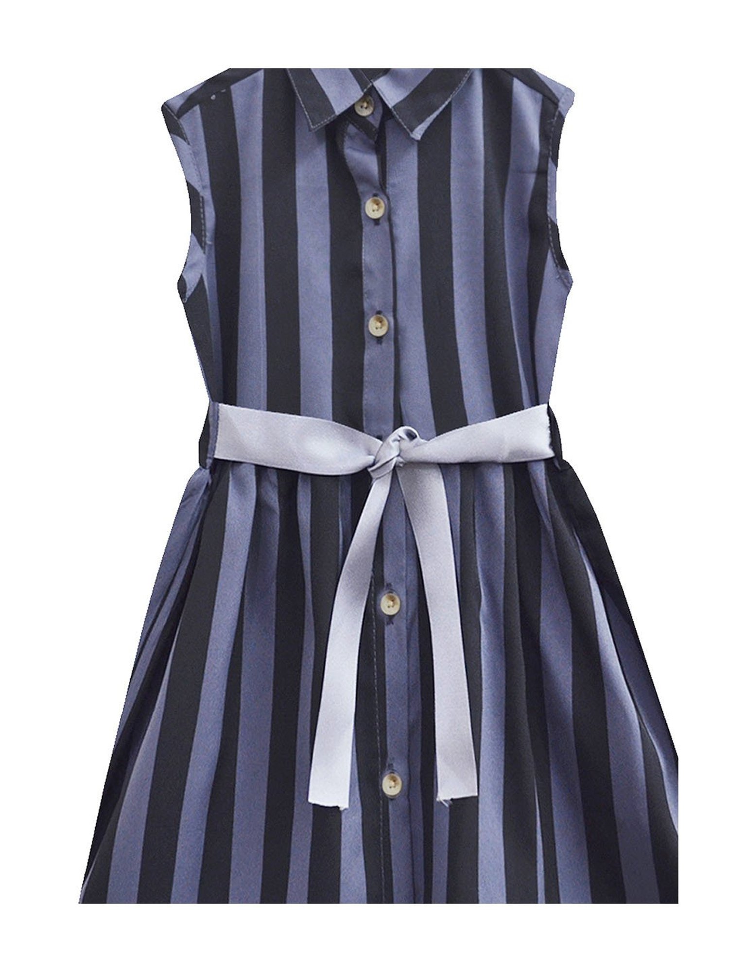 A.T.U.N. Grey & Black Striped Shirt Dress