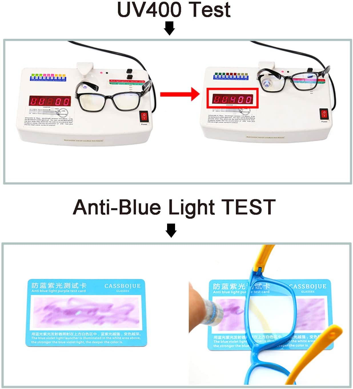 Kids Blue Light Blocking Glasses Silicone Flexible Square Eyeglasses Frame for Children Age 3-12(Blue-Yellow)