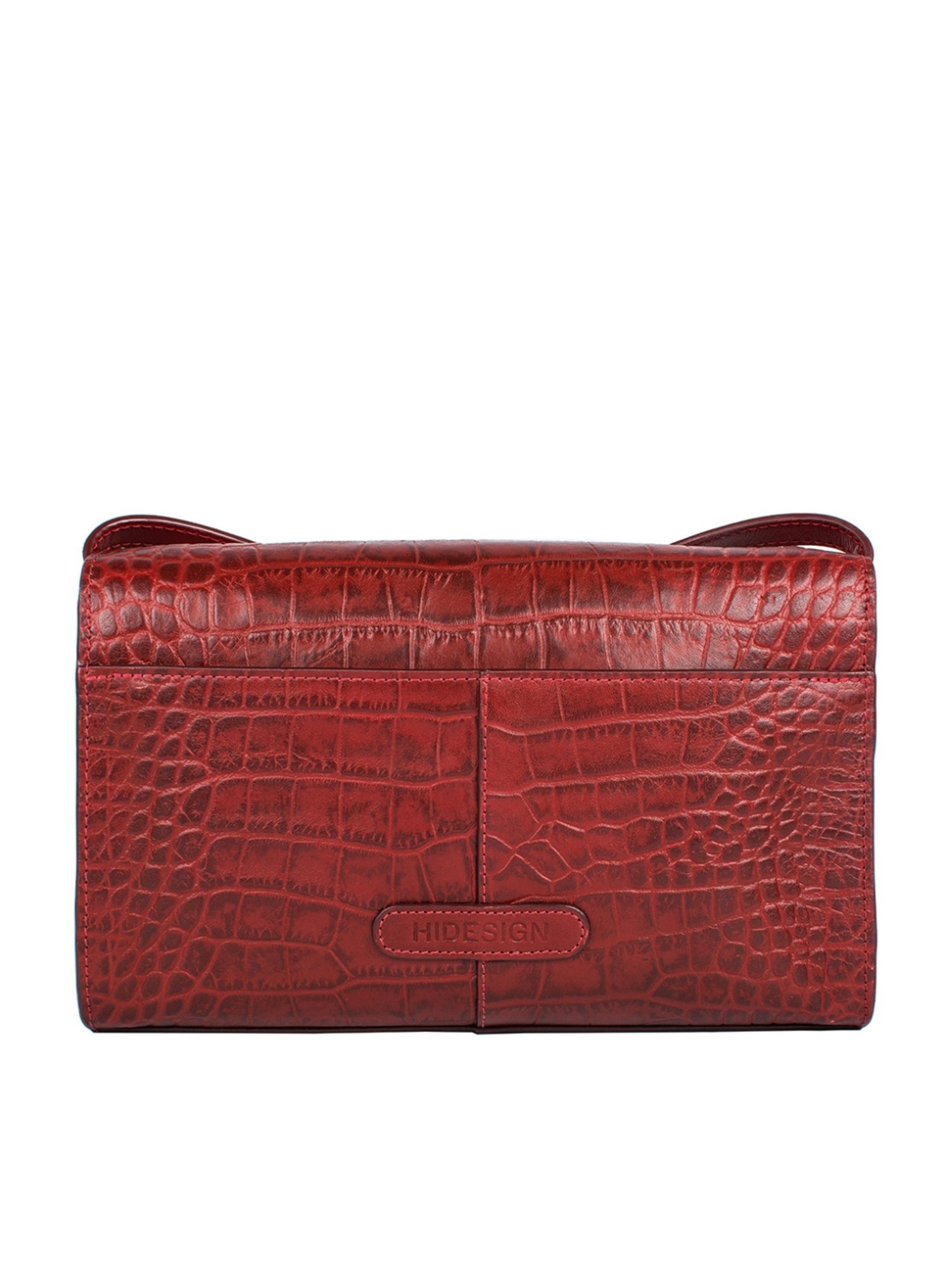 Hidesign Stampa 02 Red Textured Leather Flap Sling Bag
