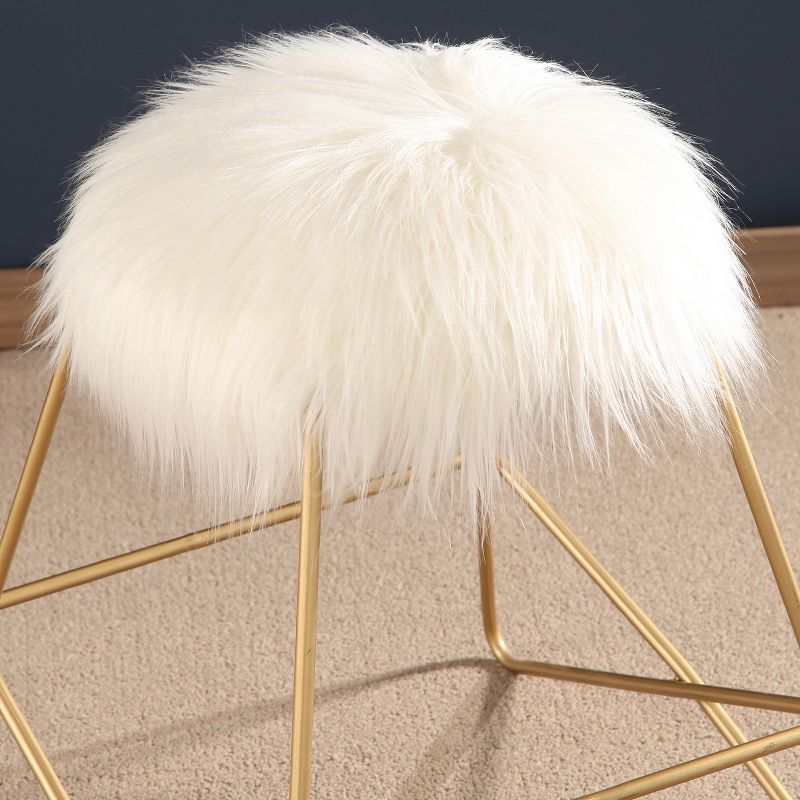 Zafir Faux Fur Vanity Stool White - Abbyson Living