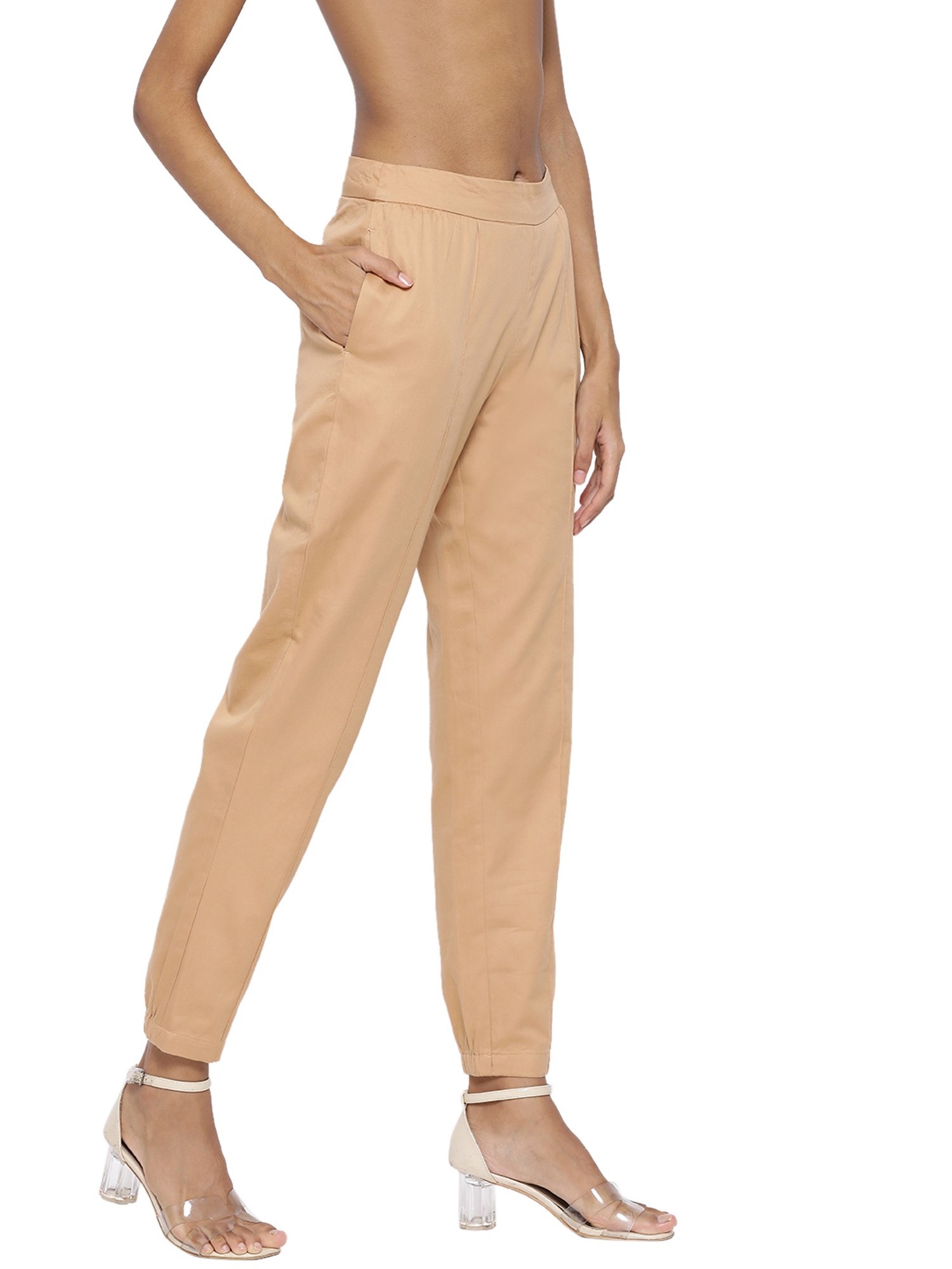 Rooted Beige Cotton Trousers
