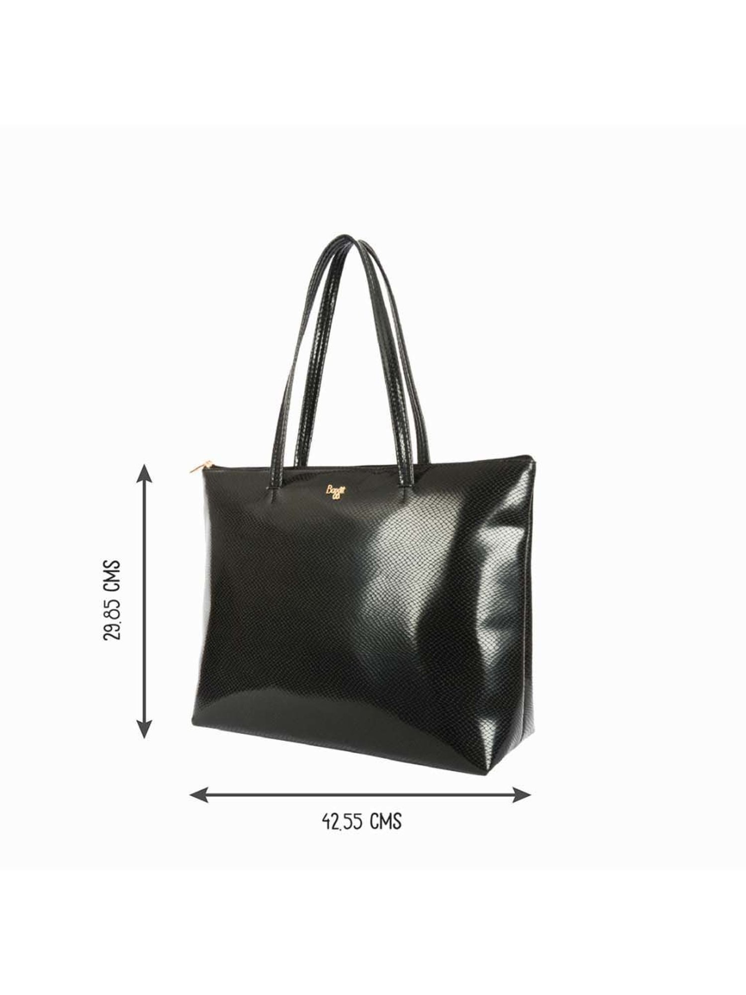 Baggit Black Textured Large Tote Handbag
