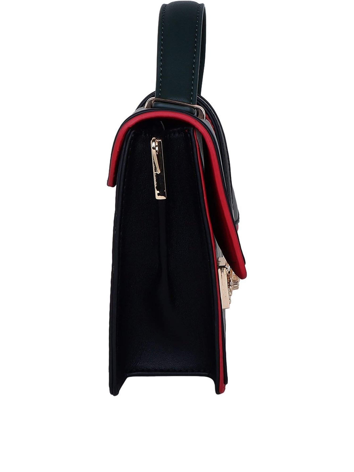 Carlton London Black Solid Medium Satchel Handbag