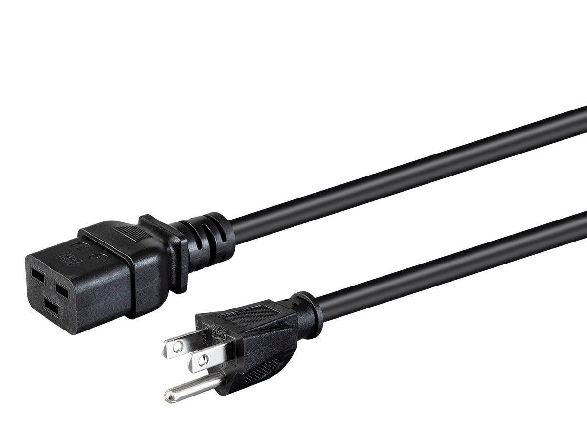 Monoprice Power Cord - 3 Feet - Black, NEMA 5-15P to IEC 60320 C19, 14AWG, 15A, 3-Prong, For Powering Computers, Servers, And Other Network Devices
