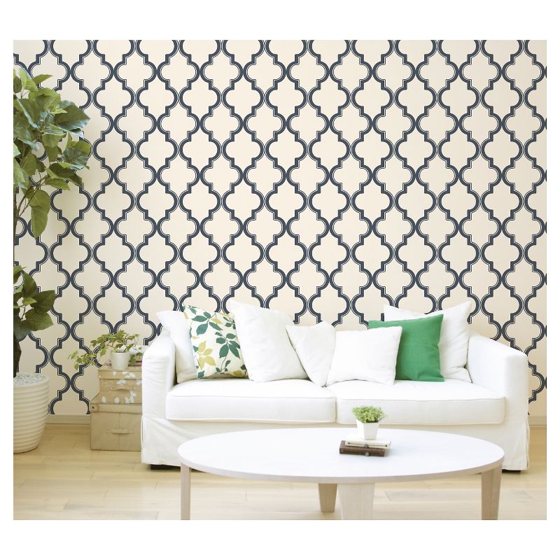 Devine Color Cable Stitch Peel & Stick Wallpaper Navy/Cream