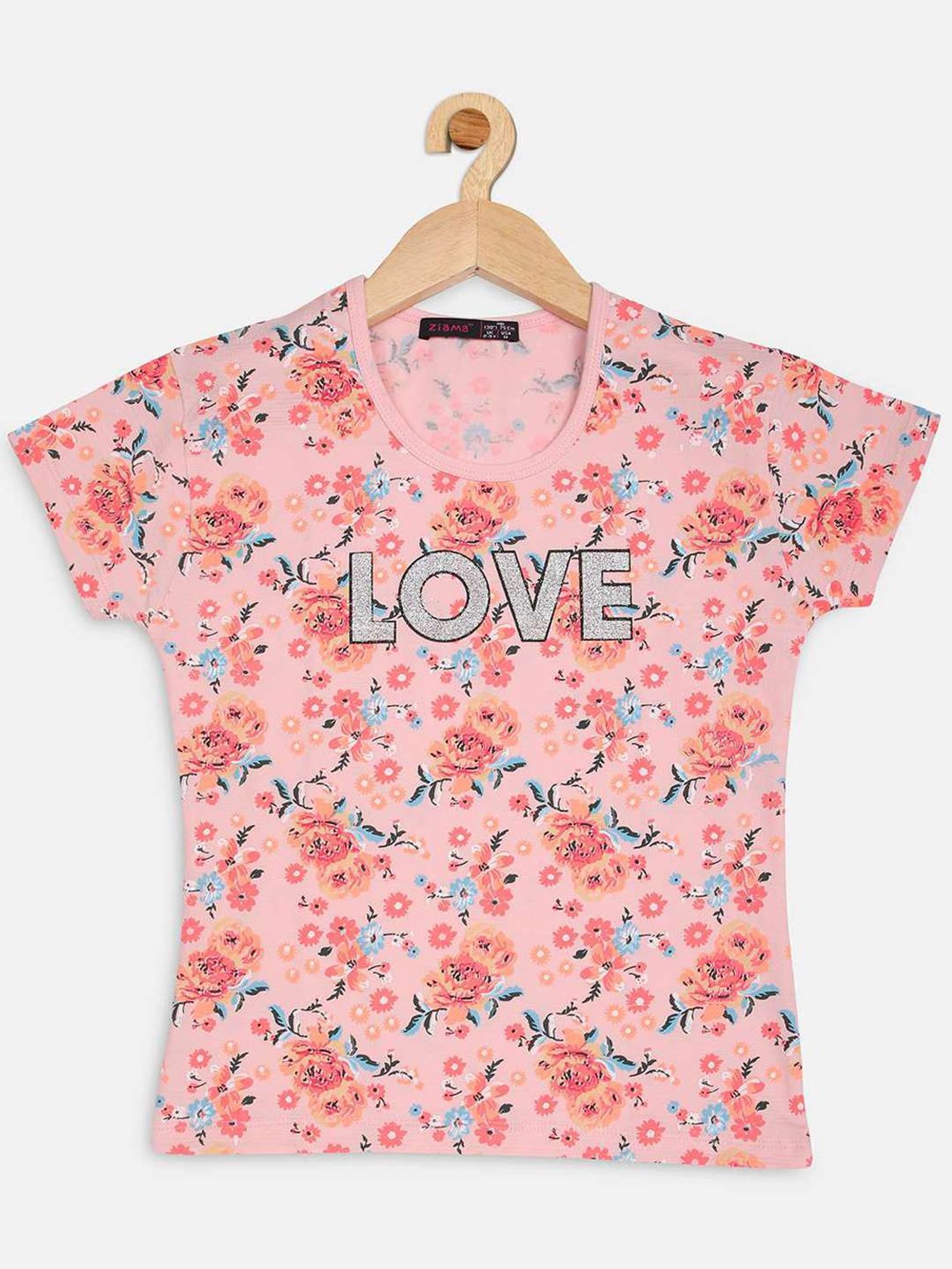 ZIAMA Kids Pink & Orange Floral Print Top
