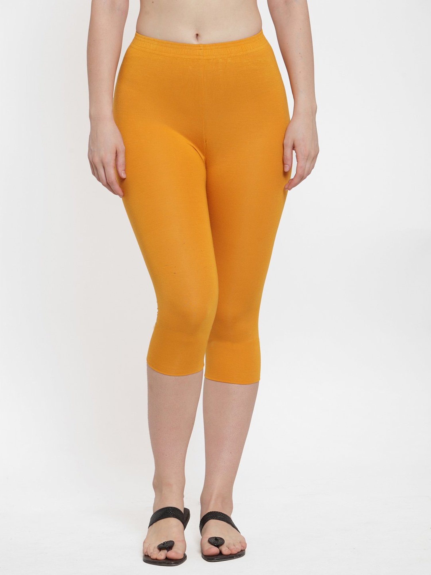 Gracit Beige & Orange Mid Rise Capris - Pack Of 2