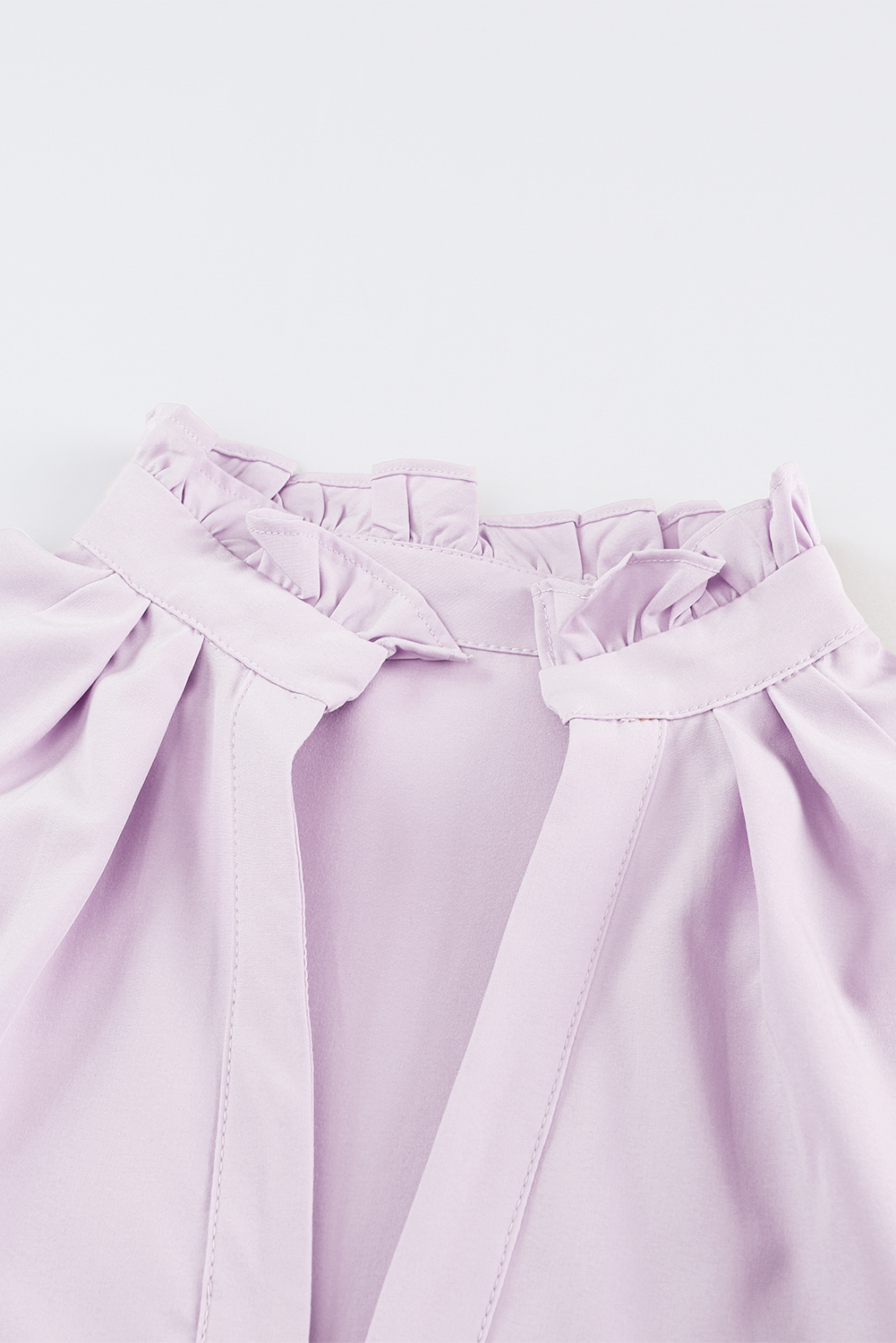 Pink Casual Stand V Neck Short Frill Dress