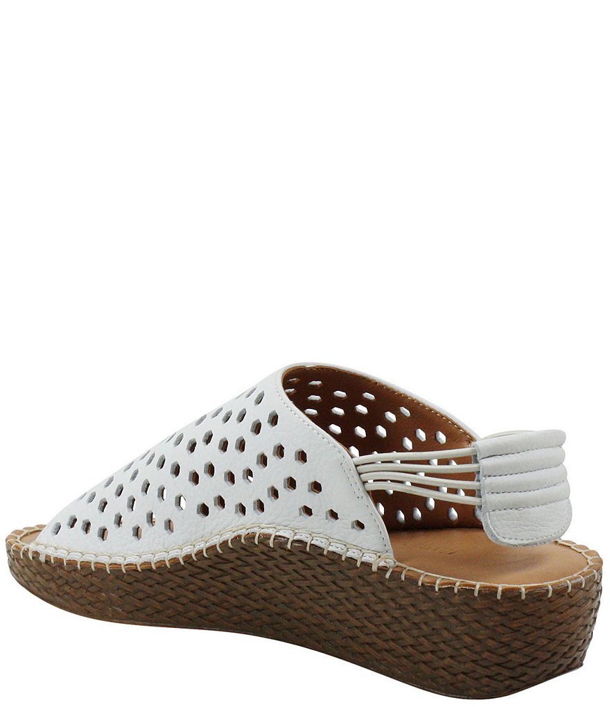 L'Amour Des Pieds Yizzy Perforated Leather Slingback Wedges