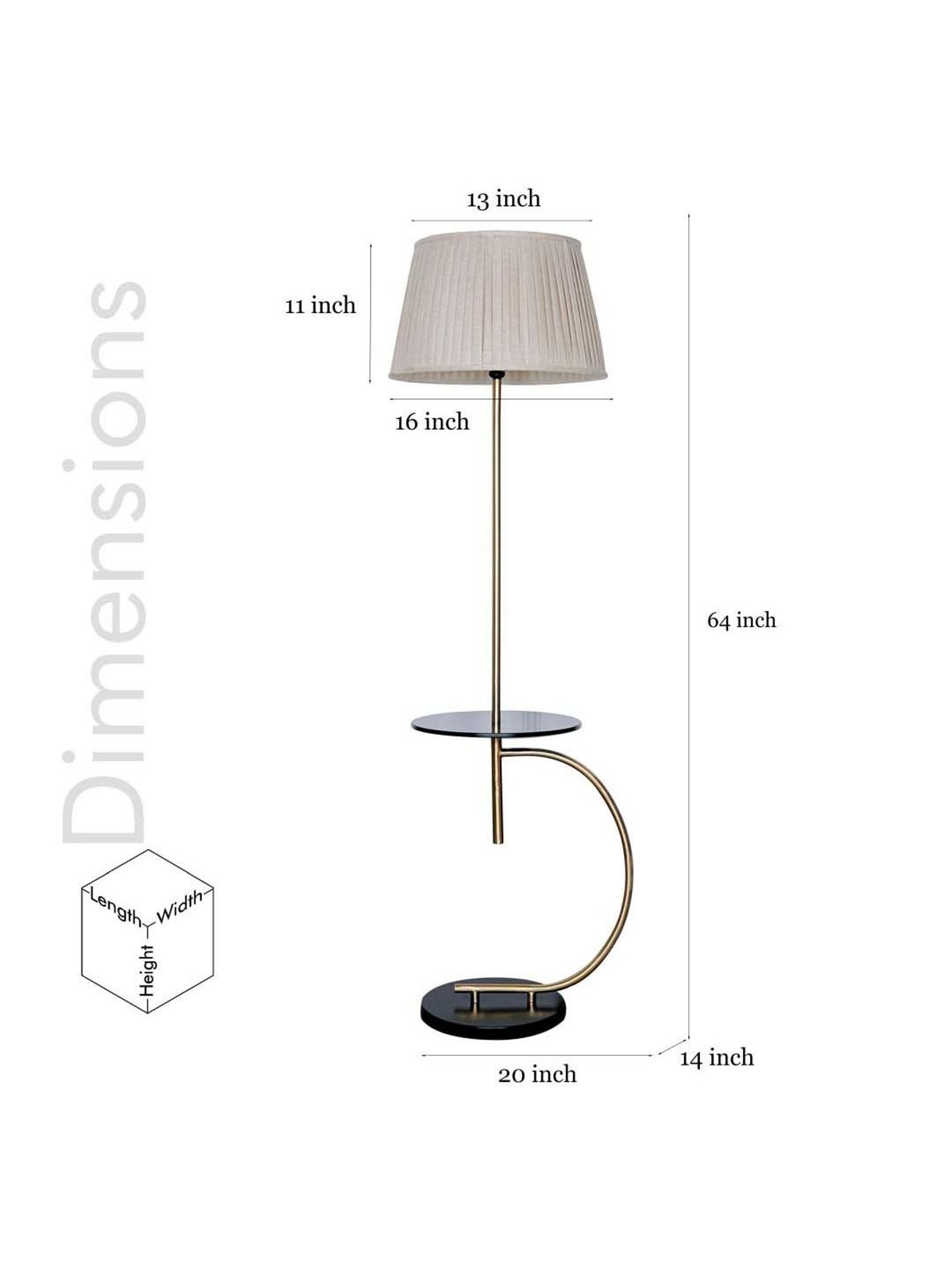 Kapoor E Illuminations Jigger Brass & Black Metal Multiutility Shelf Floor Lamp