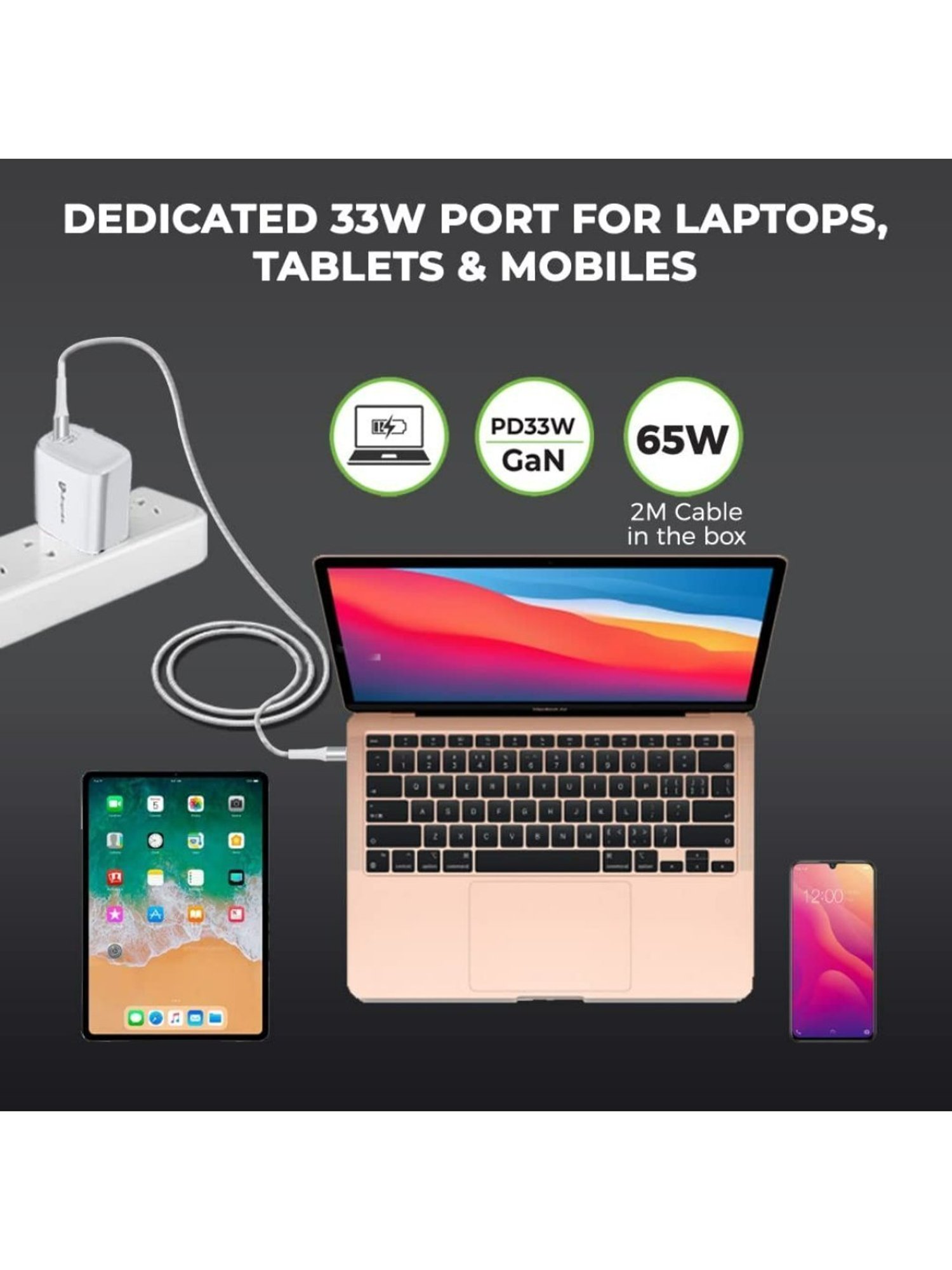 Ultraprolink UM1102W Boost PD33 Power Delivery 33W GaN Charger With Type C Port (White)