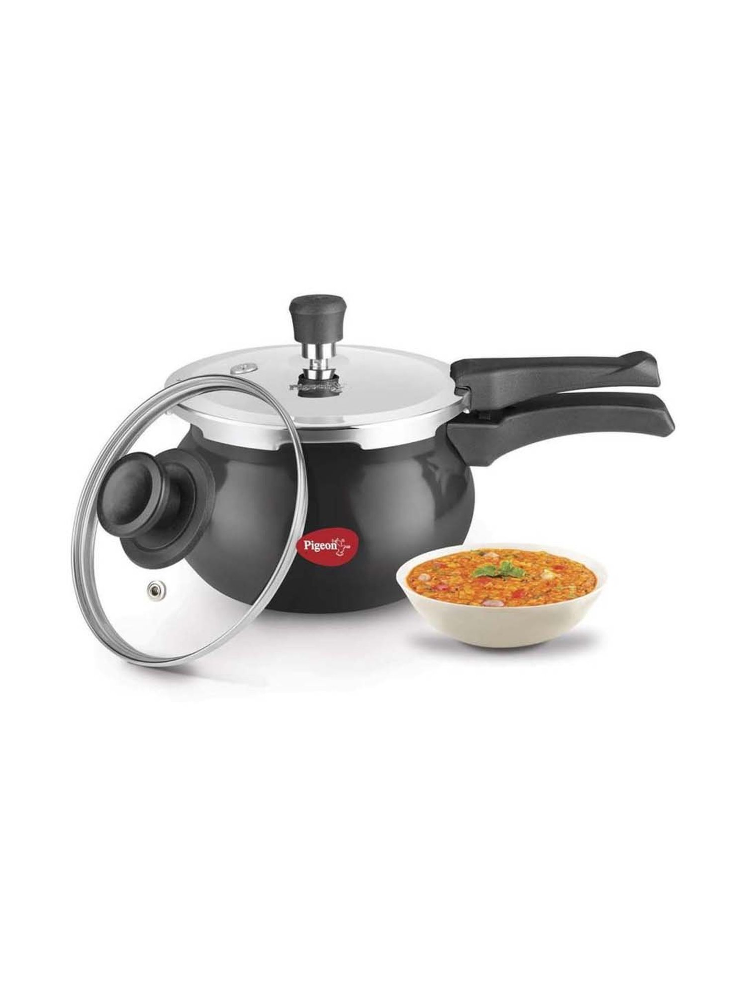 Pigeon Black Hard Anodised Lpg Compatible Pressure Cooker (3 L) - Set of 1