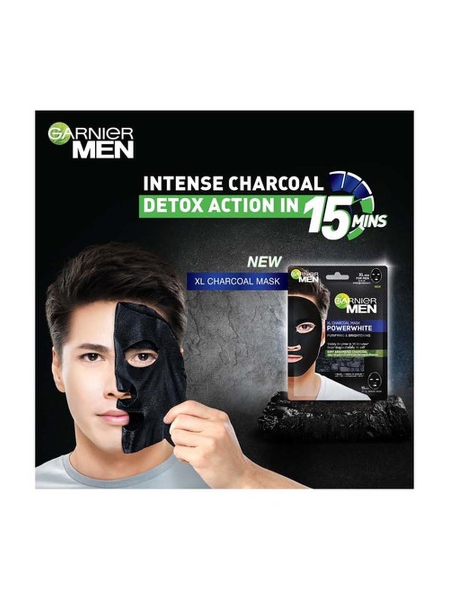 Garnier Men Power White XL Charcoal Mask - 28 gm