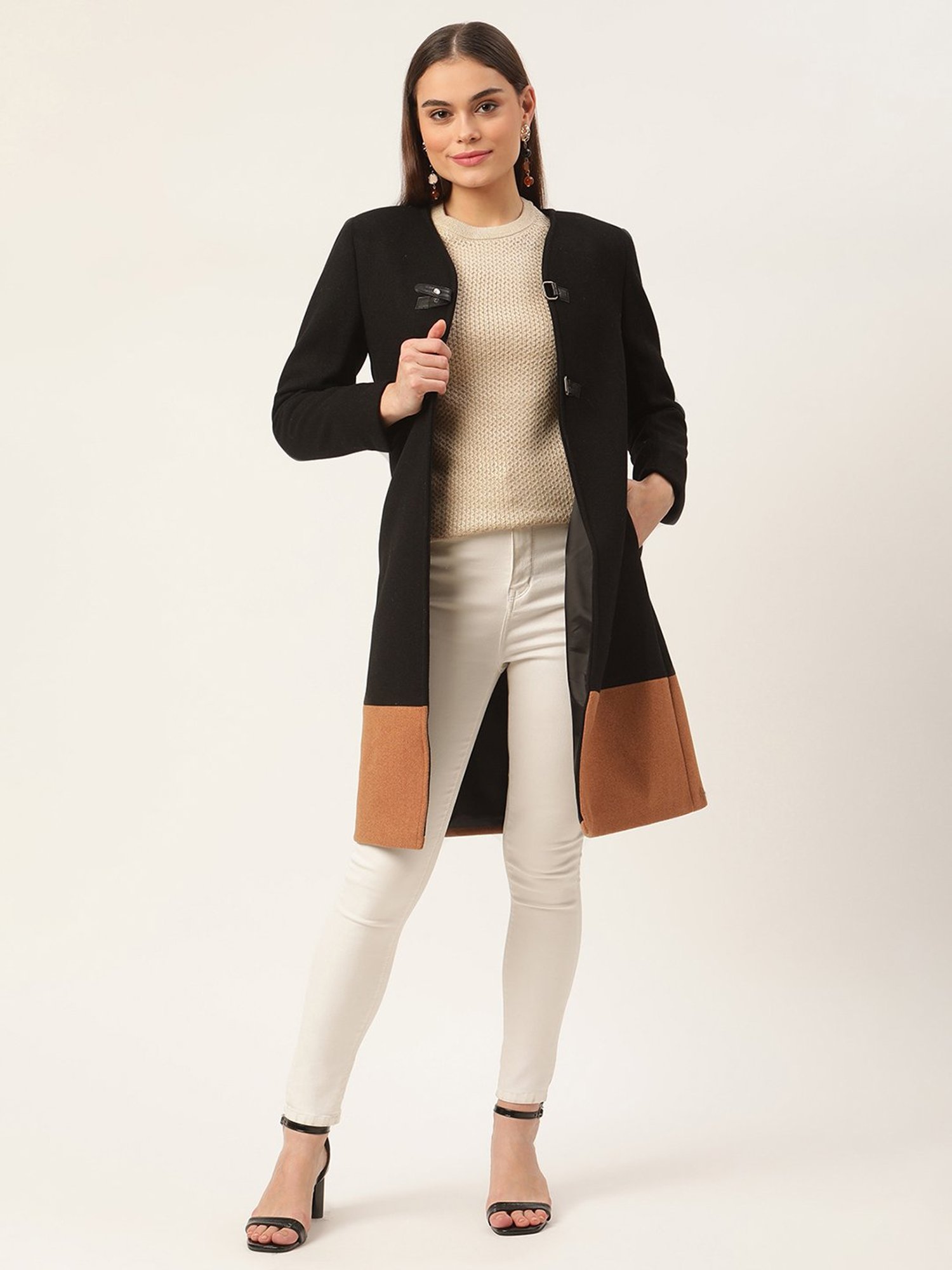 Rooted Black Full Sleeves Over Coat