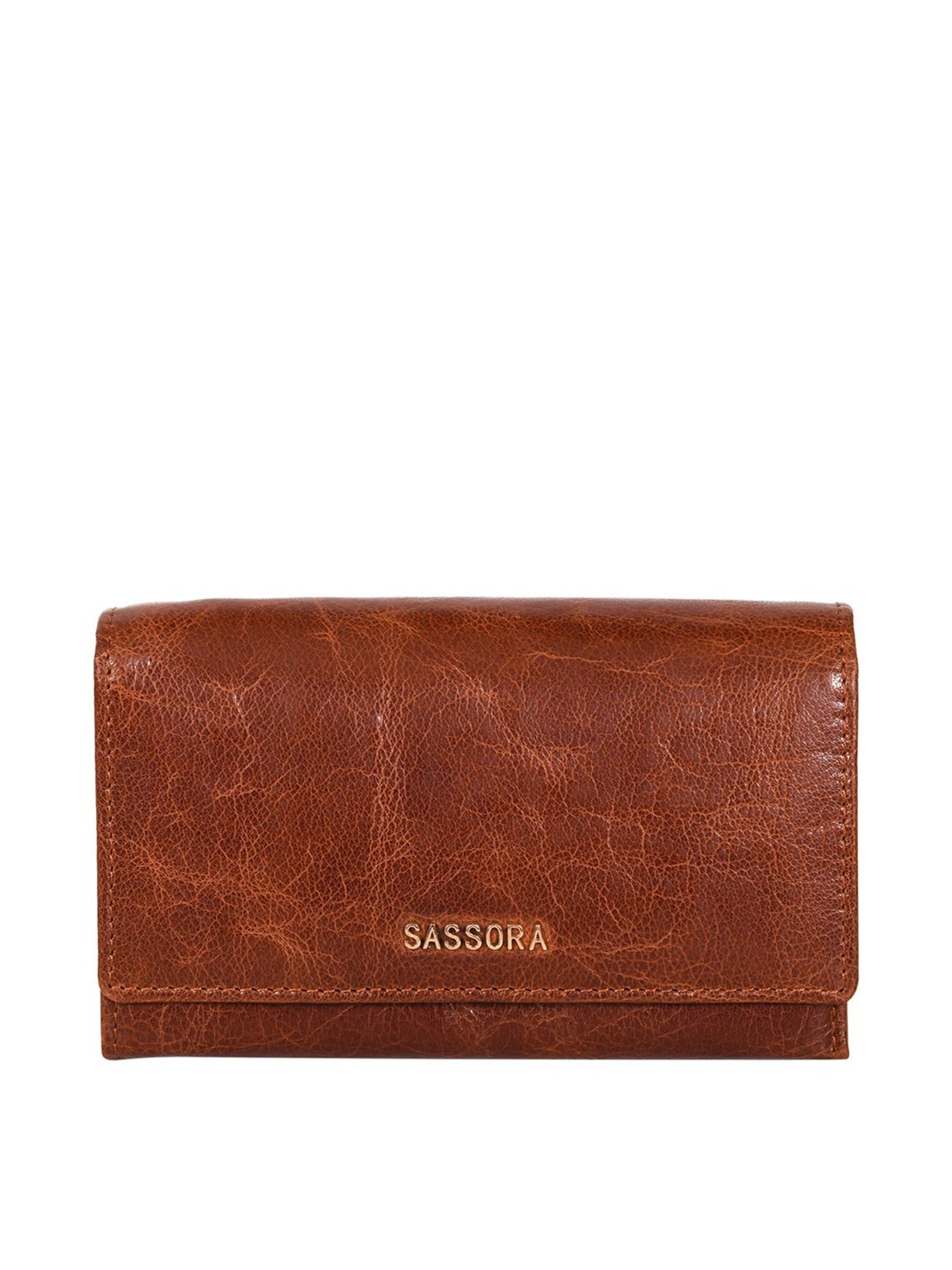 SASSORA Brown Textured Rfid Wallet for Women