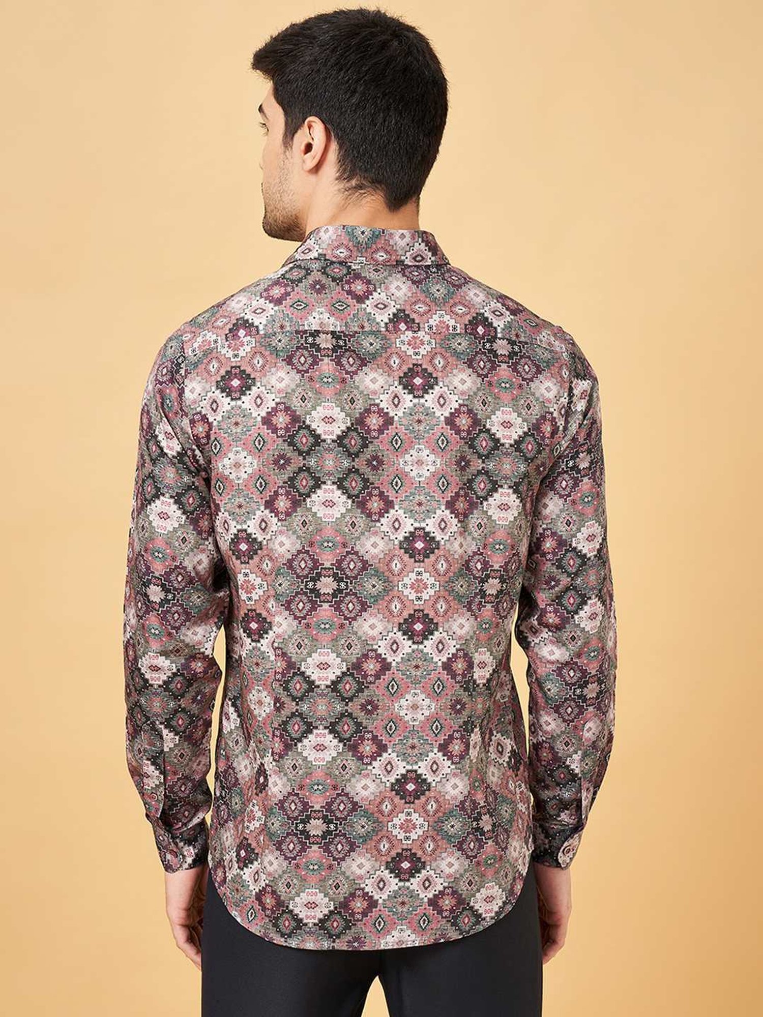 Peregrine By Pantaloons Purple Slim Fit Printed Shirt