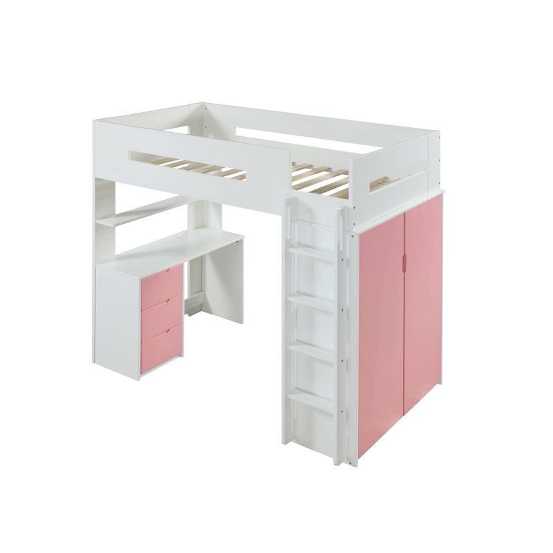 Nerice Loft Bed White/Pink - Acme Furniture