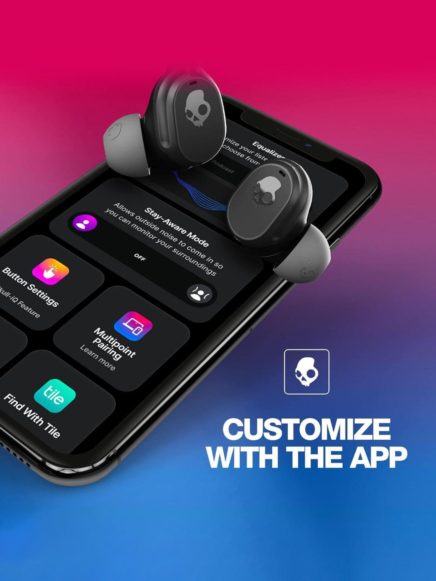 Skullcandy Mod in-Ear Bluetooth Earbuds with 34 Hr Battery (Black, True Wireless)