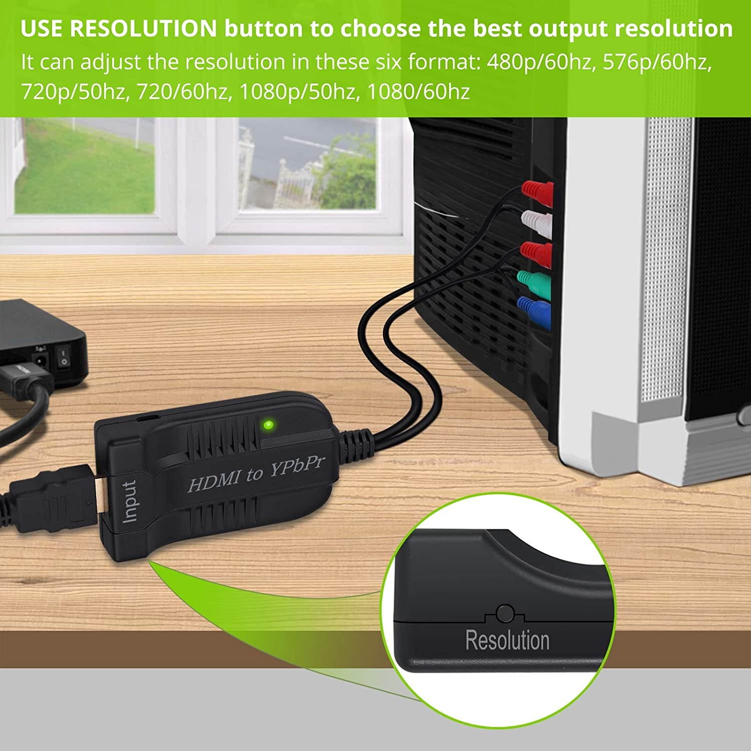 LiNKFOR HDMI to Component Converter Scaler with 60cm 1080P YPbPr Cable HDMI to YPbPr Converter Convert hdmi to Component HDMI to Video Converter HDMI to 5RCA RGB Converter