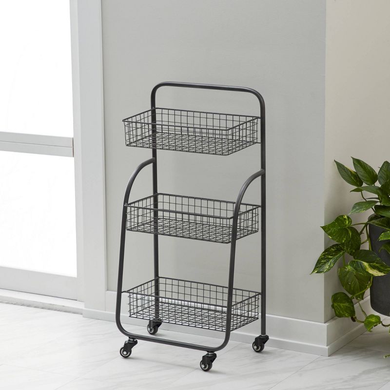 18  x 36 Metal 3 Tier Rolling Cart Black