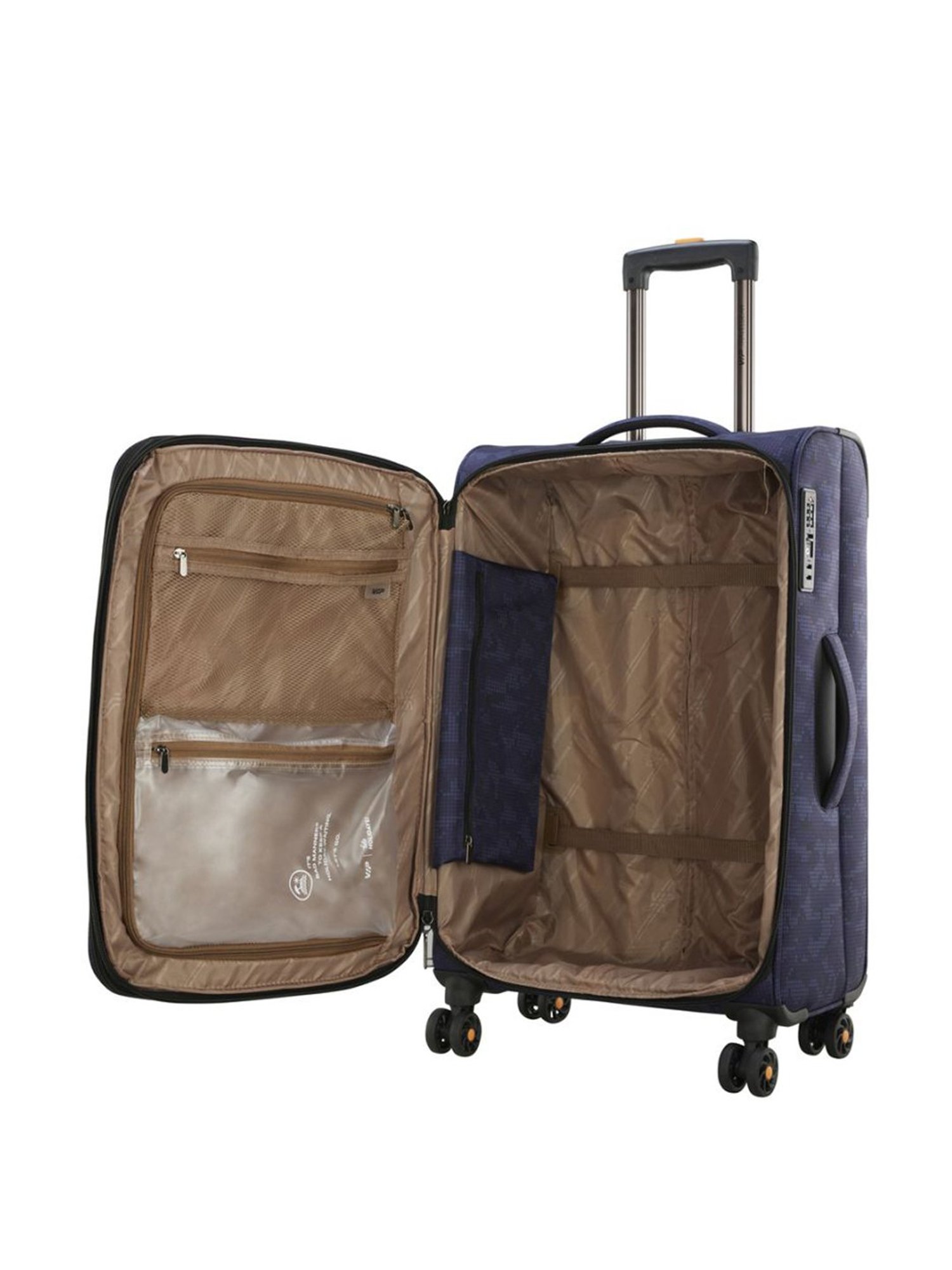 VIP Covert Blue Printed Soft Medium Trolley Bag - 30 cm