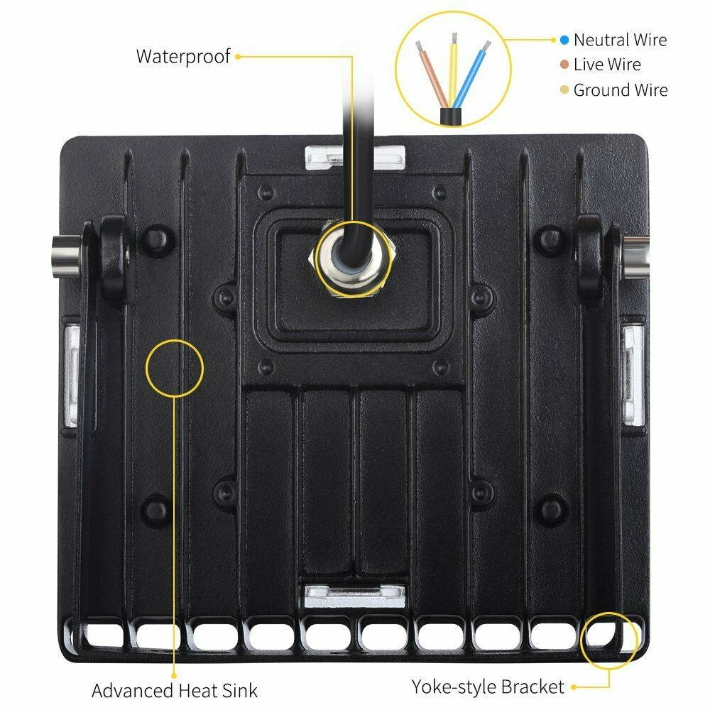 LED Security Flood Light Flood Lights w/US Plug Garden Outdoor Waterproof Lamp