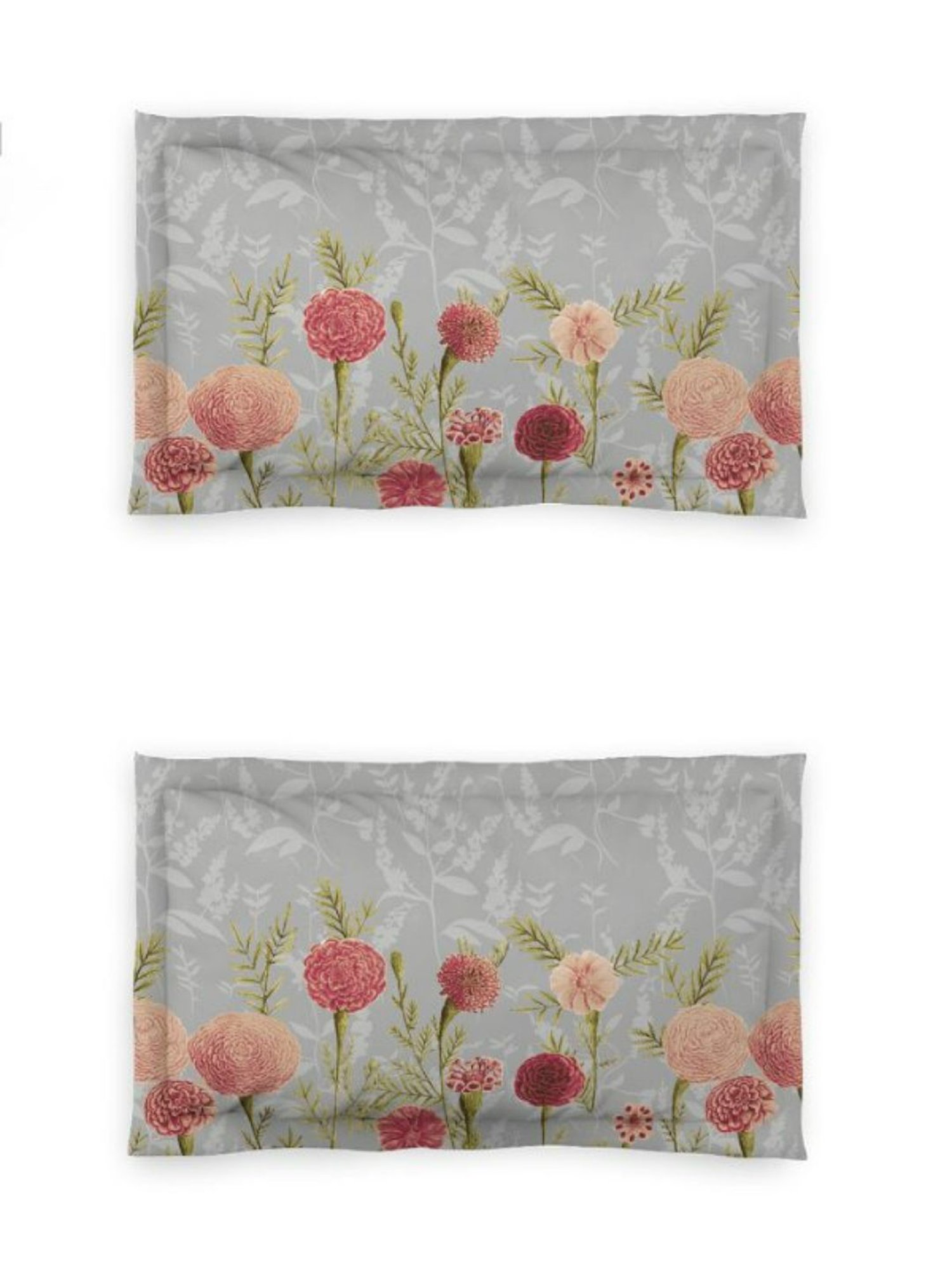 Living Roots Printed Grey 300 TC Cotton Single Diwan - Set of 8