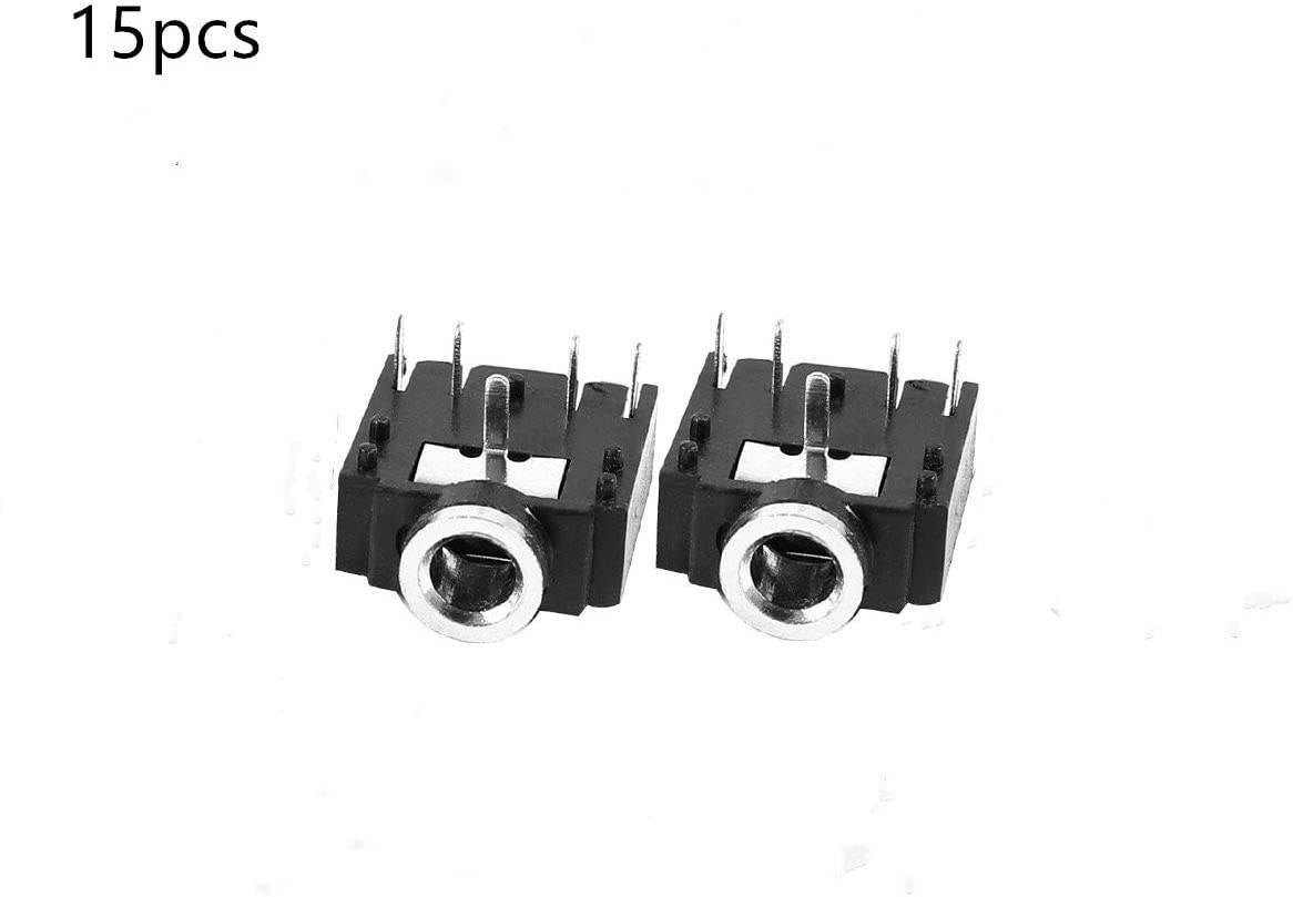 QMseller 15pcs PJ-307 3.5mm Stereo Jack Socket 5 Pin PCB Mount Female Audio Headphone Socket Connector