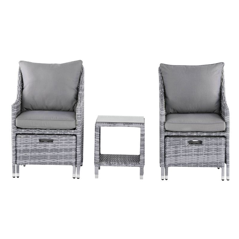 Vallauris 5pc Outdoor Patio Seating Set - Gray Wicker - Adore Decor