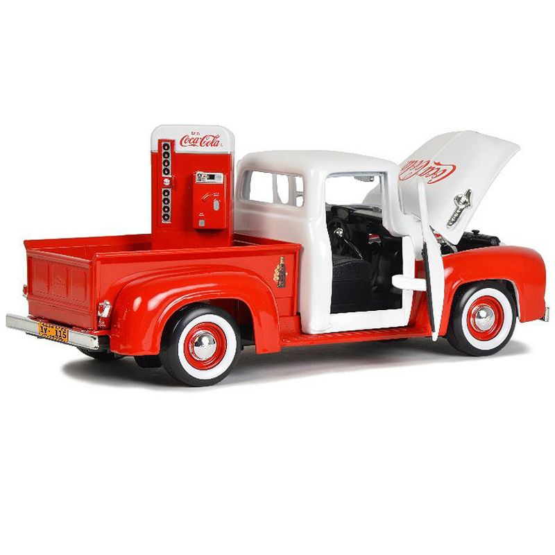 1955 Ford F-100 Pickup Truck Red and White with Vending Machine "Coca-Cola" 1/24 Diecast Model Car by Motorcity Classics
