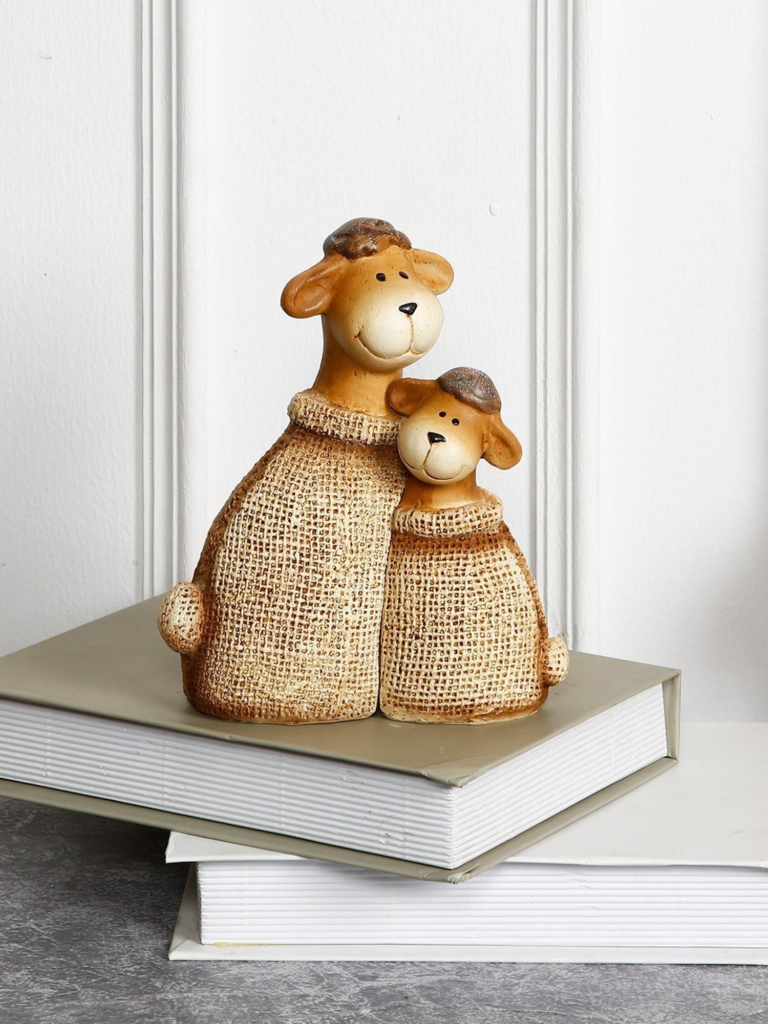 Tayhaa Brown Ceramic Natural Tone Sheep Pair