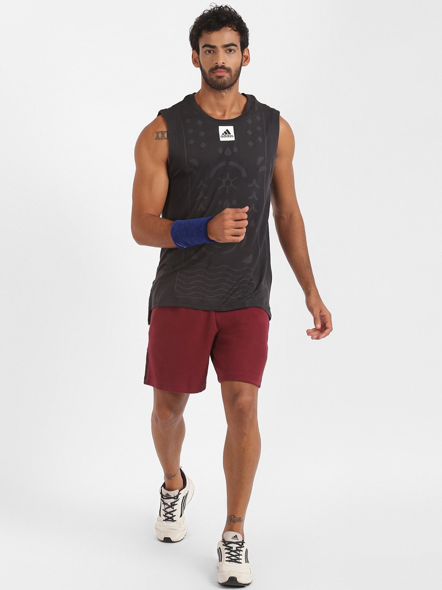 adidas Black Round Neck Tank T-Shirt