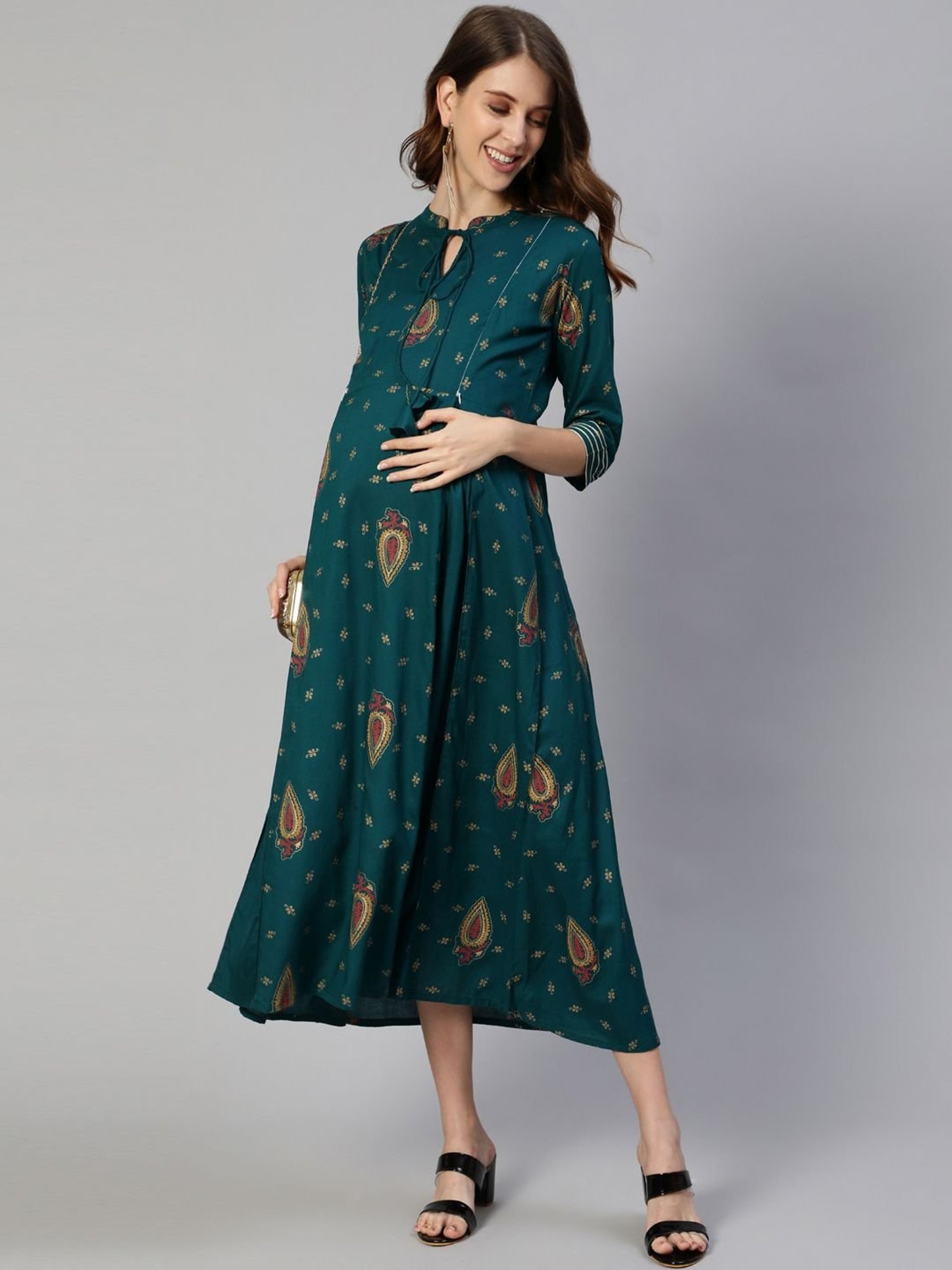 Anubhutee Green Print Maternity Dress