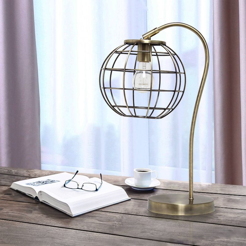 Metal Arched Cage Table Lamp Antique Brass - Lalia Home