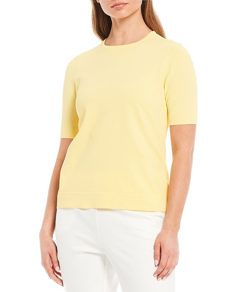 Investments Petite Size Signature Yarn Short Sleeve Crew Neck Top