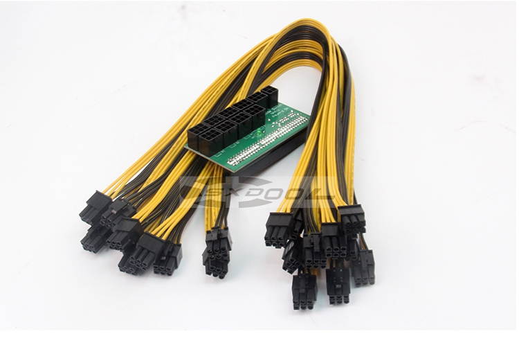 Mining machine server power conversion board connection adapter graphics cable 10pcs +10 X 6pin adapter board 1pcs 12V  (50cm Cable length)