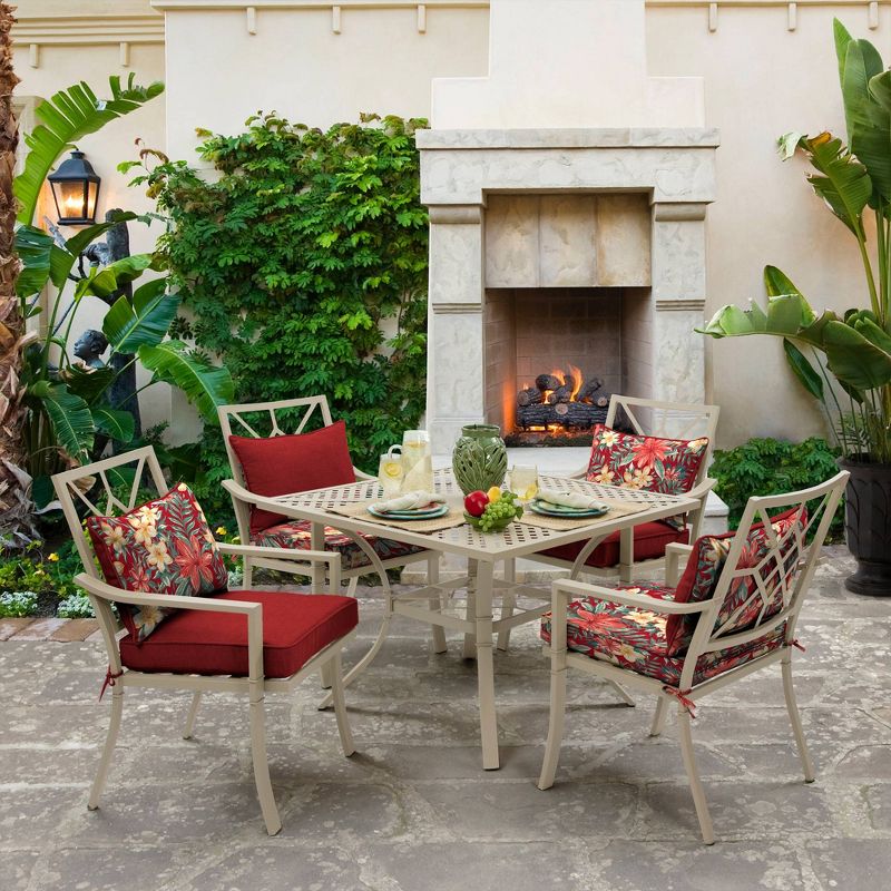 2pk Clarissa Tropical Single Welt Outdoor Seat Cushions Ruby - Arden Selections