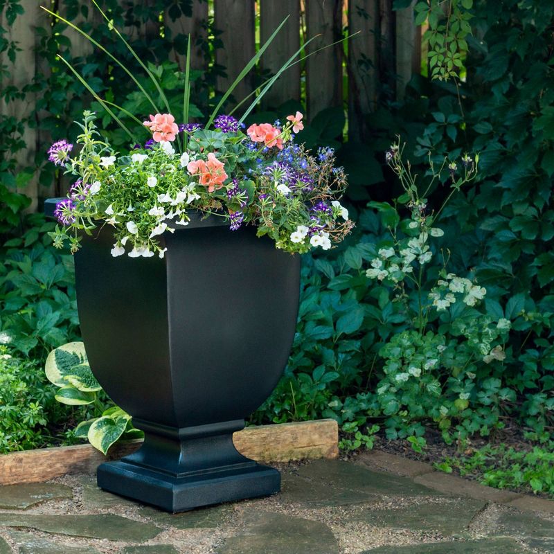 26" Square Augusta Tall Planter Black - Mayne
