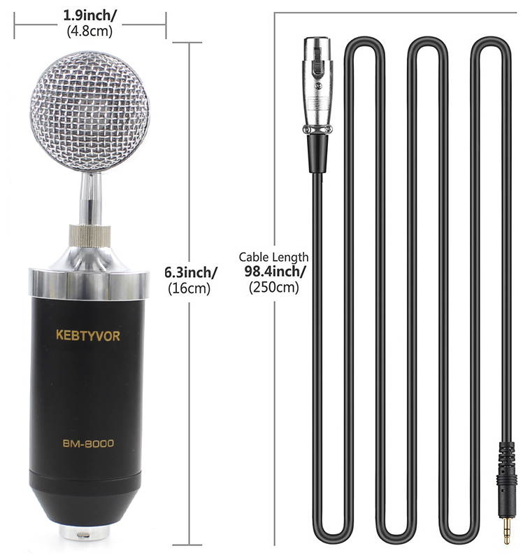 BM 8000 Condenser Wired Microphone Kit 3.5MM Recording Studio Mic With V8 Sound Card Pop Filter for KTV Karaoke Computer