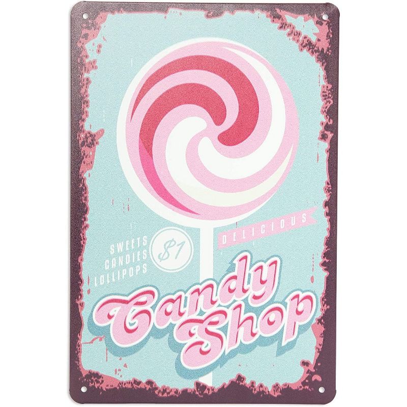 Okuna Outpost 6 Pack Retro Metal Kitchen Signs, Vintage Food Wall Art (8 x 11.8 in)