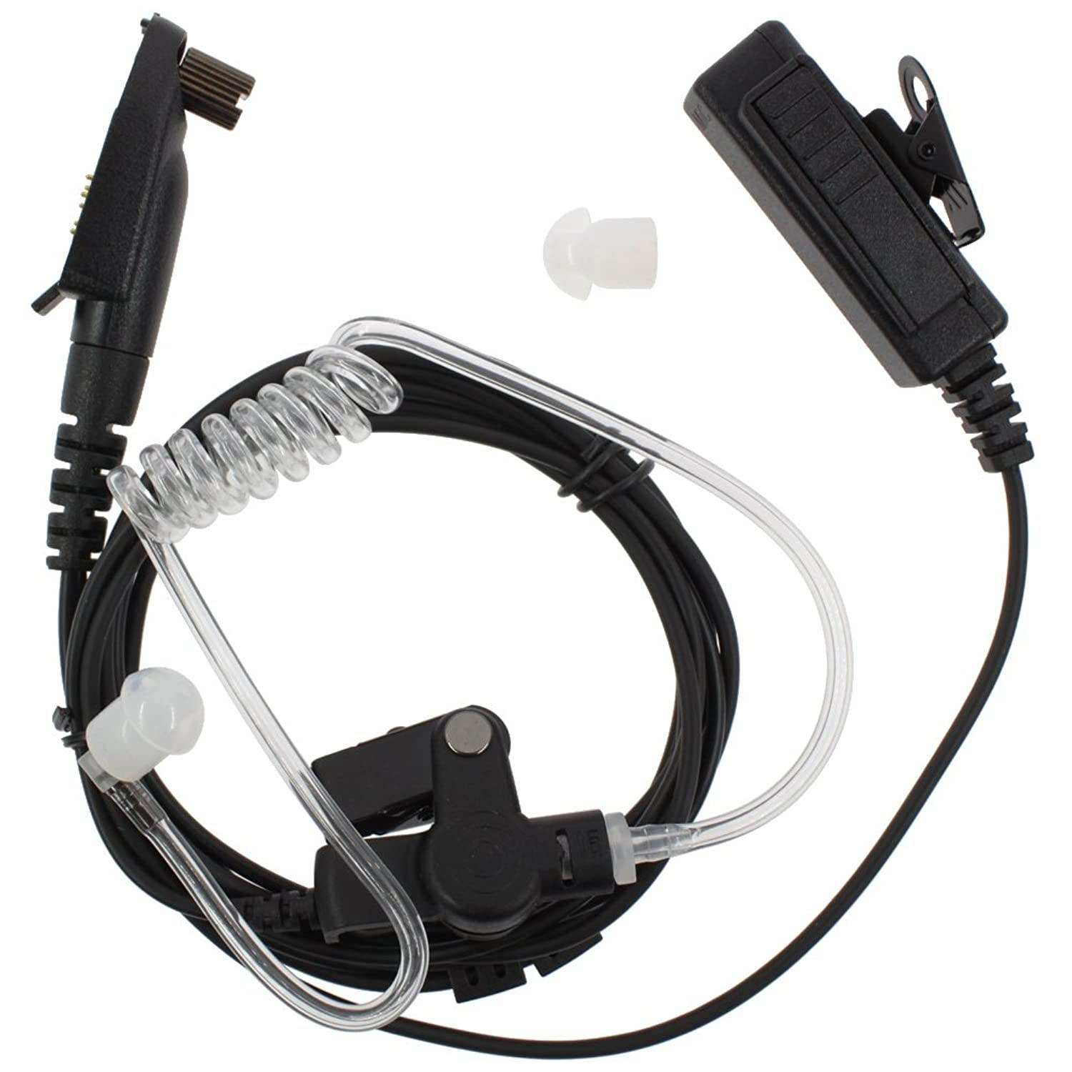 KENMAX 3' 2-Wire Covert Acoustic Tube FBI Earpiece Headset with PTT Mic for Multi-PIN Motorola GP338+ GP388:EX500 GL200