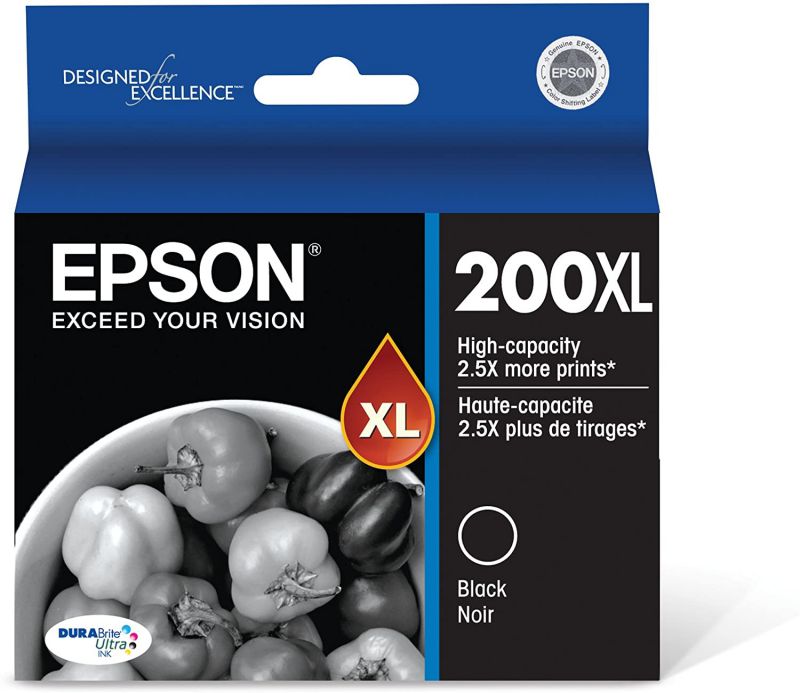 EPSON T200 DURABrite Ultra Ink High Capacity Black Cartridge (T200XL120-S) for select Epson Expression and WorkForce Printers
