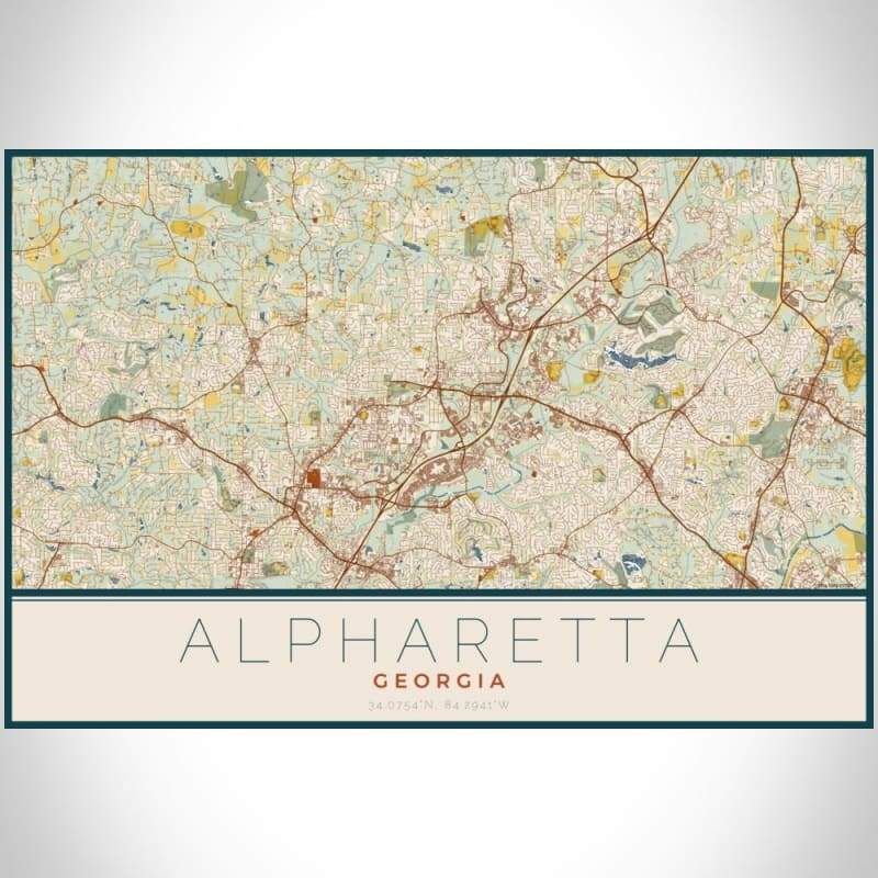 Alpharetta - Georgia Map Print in Woodblock