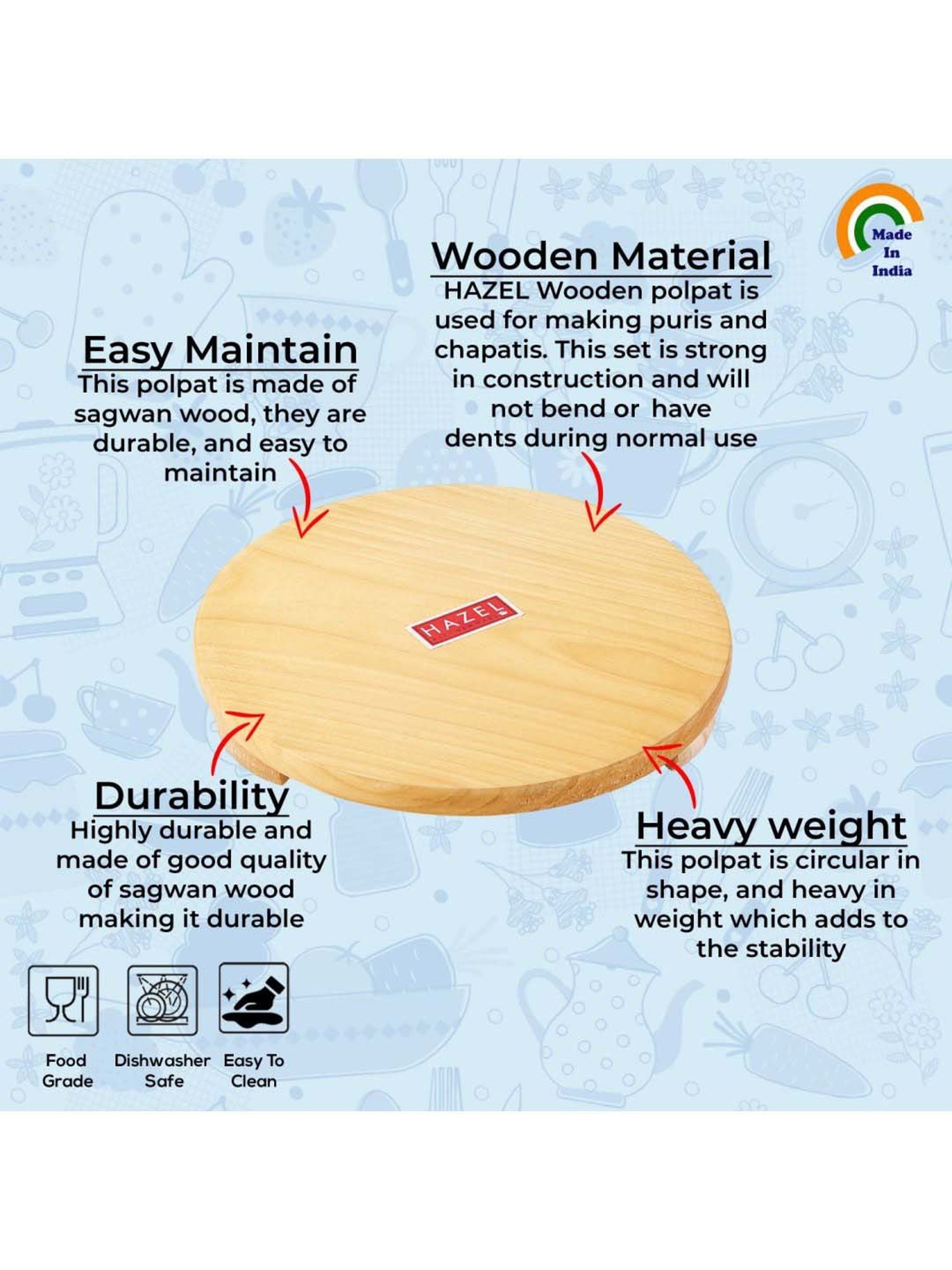 HAZEL Brown Wood 24 cm Large Polpat