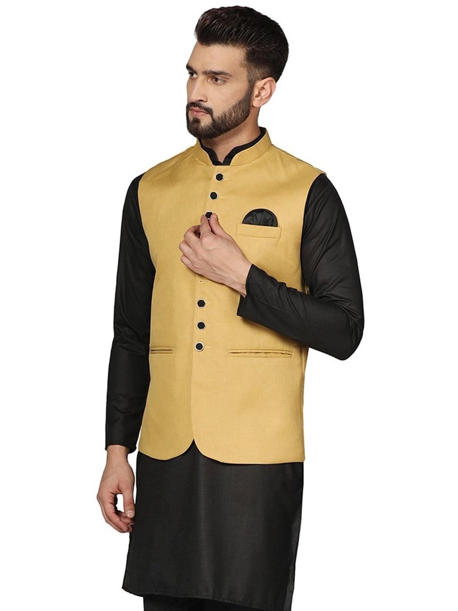TAHVO Gold  Slim Fit Nehru Jacket