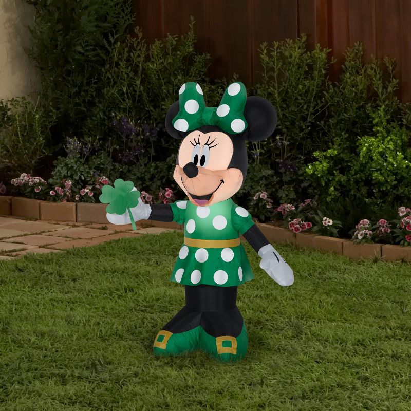 Gemmy Airblown Inflatable St. Patrick's Day Minnie Mouse, 3.5 ft Tall, green