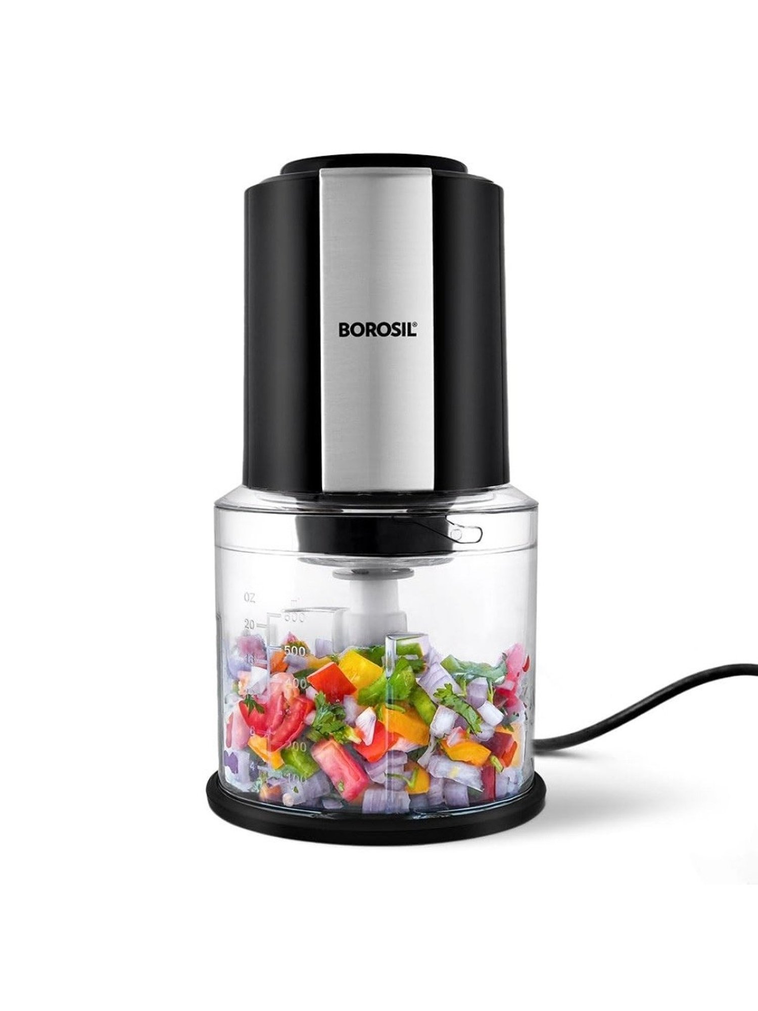 Borosil Chef Delite Electric Chopper 300W plastic bowl with lid (Black)