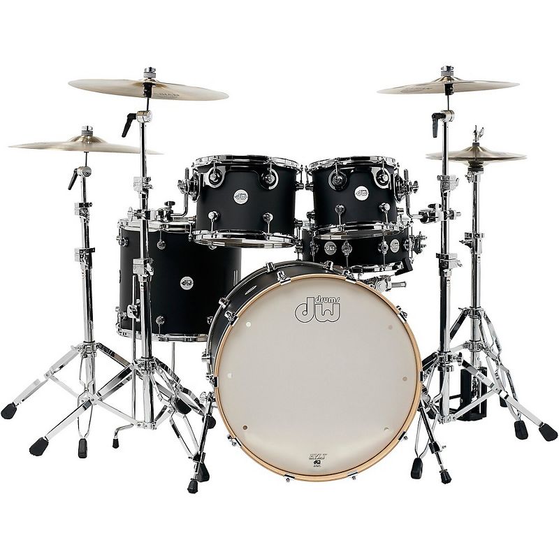 DW Design Series 5-Piece Lacquer Shell Pack with Chrome Hardware Satin Black
